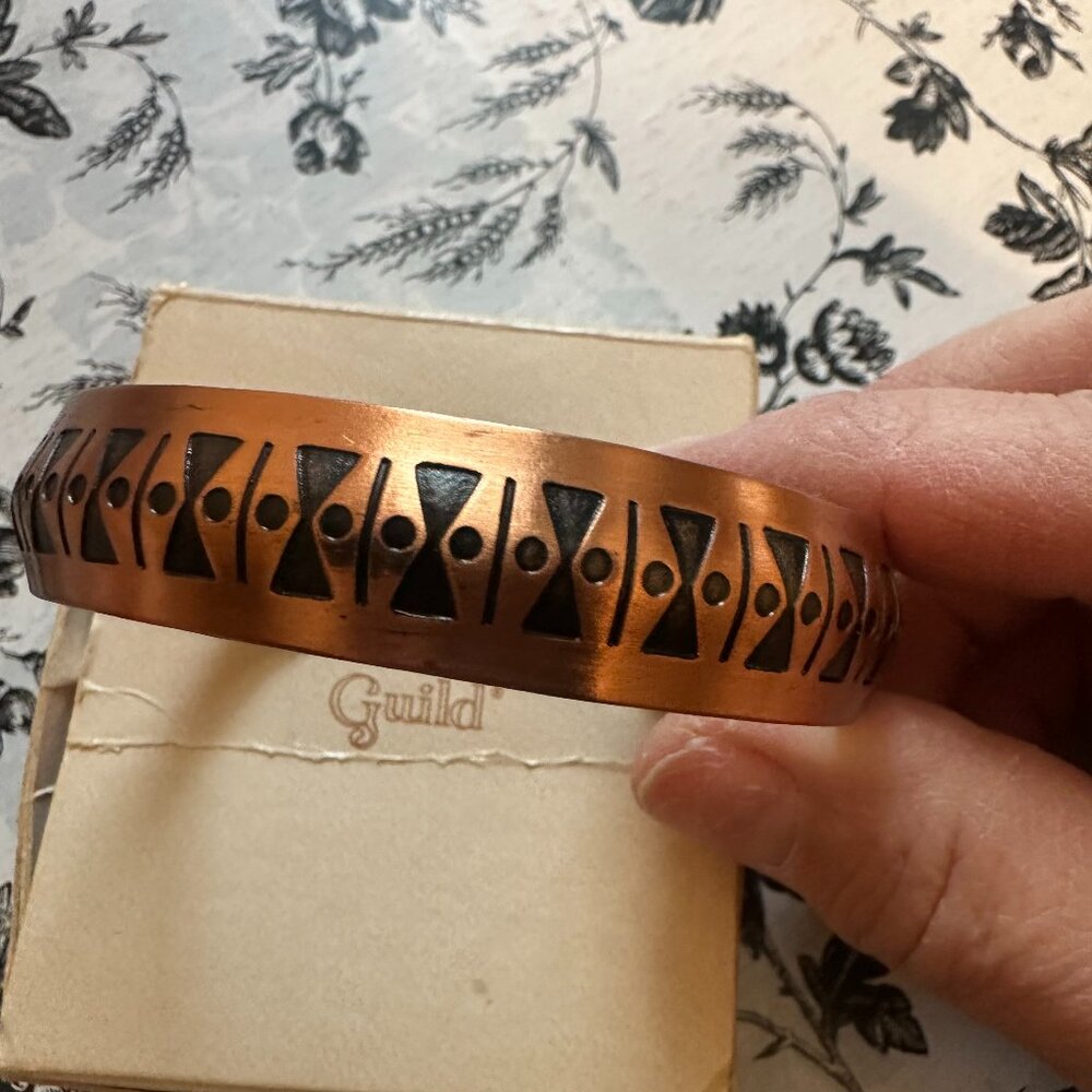 Vintage Coppercraft Guild 1970's Cuff  Boho Bracelet-Beautiful!